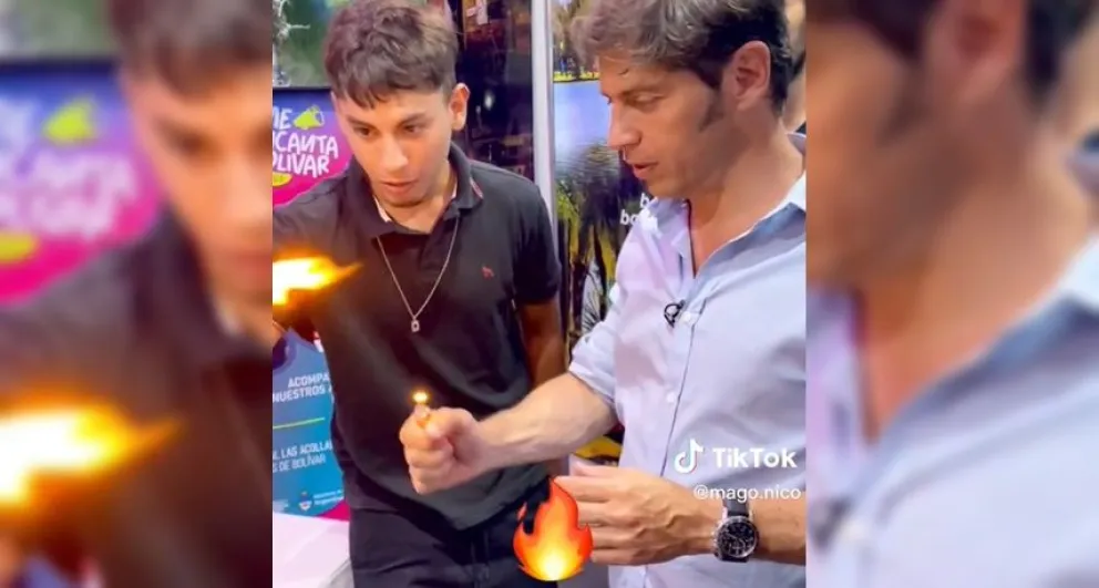 El bolivarense 'Nico' Zaccardi sorprendió a Axel Kicillof con un truco de magia